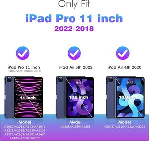 เคสไอแพดโปร11 ''<span class=keywords><strong>4</strong></span>/3/2/1 Gen 2022-2018 & สำหรับ <span class=keywords><strong>iPad</strong></span> <span class=keywords><strong>Air</strong></span> 5/4th เคสฝาหลังแบบนิ่มขาตั้งพับสามทบอัจฉริยะพร้อมที่ใส่ดินสอ - Product Image 2