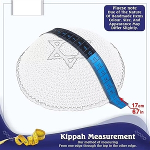 Kipá con Logotipo Bordado de Diseño Personalizado, Signo Mesiánico, Blanca, Nacional Israelí, para Adultos, Sombrero Judío Redondo Pequeño - Product Image 5