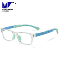 Lunettes optiques rectangulaires personnalisées OEM TPEE&TR90, anti-lumière bleue, pour enfants et adolescents, taille 54-14-135, expédition mondiale