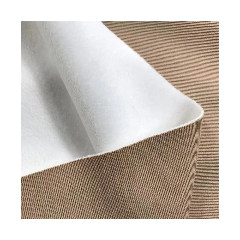 Nhà máy chuyên nghiệp 100% polyester siêu mềm Composite vải dệt nguyên liệu sọc nhung cho hàng may mặc