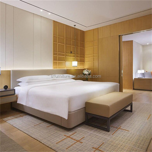 Venta Directa de Fábrica FoShan: Juego de Muebles Modernos para Dormitorio King de Hotel, Estructura de Cama de MDF con Acabado de Madera y Otomana, Personalizable y Económico - Product Image 1