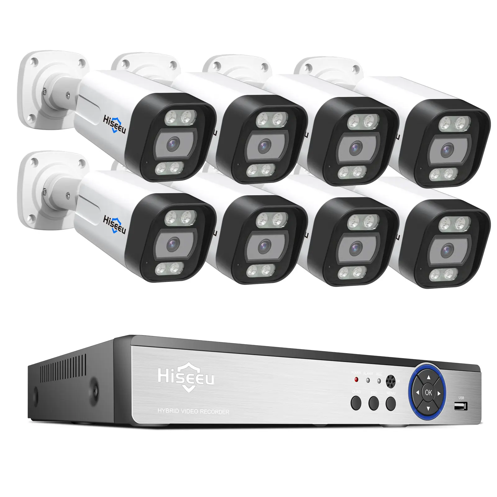 Hiseeu 4K 8channel 8mp Security Camera System Outdoor Home Poe Nvr Kit Cctv Ip Cameras Surveillance Security Camera System