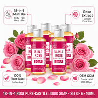 Savon de Castille Pur à la Rose Naturelle 18-en-1 Huile de Coco et d'Olive Floral Multi-usages Format Voyage Cadeau OEM ODM 100ml
