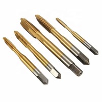 5 buah/set runcing ulir pembentuk keran dilapisi Titanium Hss metrik Spiral bergalur mesin sekrup Kit keran M3 M4 M5 M6 M8