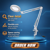 Lampe de bureau moderne à bras articulé pliable avec loupe LED 5X à pince USB pour salle de lecture