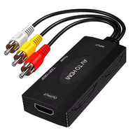Toptan Mini AV - HDMI Adaptörü 3 RCA CVBS Video Ses Kompozit Dönüştürücü Plastik Siyah PS2 WII N64 DC Kablo Aksesuarları için