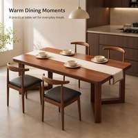 Ensemble de table à manger rectangulaire moderne en bois avec 5 fauteuils rembourrés à dossier solide pour hôtel et appartement