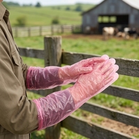 Gants d'insémination extra longs de 92 cm en PE avec bande élastique pour l'examen des bovins, des porcs et des moutons en élevage