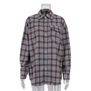 Enyami Street Chic Print Vrouw Streetwear Revers Lange Mouw Geruit Shirt Casual Lange Mouw Tops Vrouwelijke <span class=keywords><strong>Blouse</strong></span> - Product Image 2
