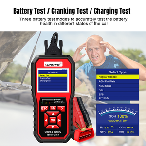Lecteur de code et testeur de <span class=keywords><strong>batterie</strong></span> 2-en-1 multilingue OEM KONNWEI KW870, scanner de moteur OBD2 pour voitures universelles 12V - Product Image 6