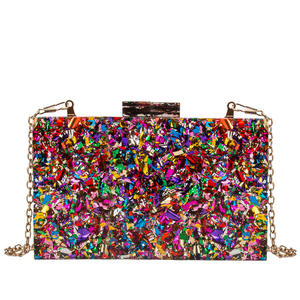 Bolso de Mano Pequeño Cuadrado con Cierre de Cremallera, Diseño Versátil con Lentejuelas Acrílicas, Forro de Poliéster, Ideal para Fiestas y Bodas - Product Image 3