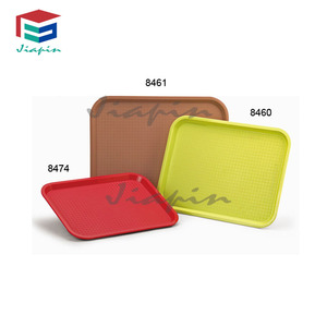 Unbreakable PP colourful stackable plastic food serving tray for fastfood canteen