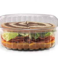 Boîte alimentaire carrée en plastique transparent jetable avec couvercle sécurisé, boîte de boulangerie transparente pour l'emballage de biscuits, pâtisseries et friandises