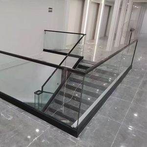 Balustrades et mains courantes contemporaines en acier inoxydable sans cadre à fixation au sol pour balcon d'appartement, résistantes à la rouille et à l'eau, à prix abordable - Product Image 4
