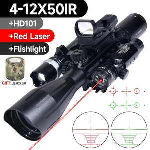 Phạm vi chiến thuật 4-12x50ir tầm xa tầm nhìn màu đỏ và màu xanh lá cây Đèn pin Laser Red Dot kết hợp săn bắn phụ kiện - Product Image 5