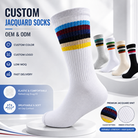Chaussettes de sport personnalisées pour hommes et femmes, avec logo brodé, design tendance, en tricot, tube, blanc et noir, logo personnalisé