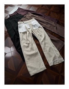 Pantalon unisexe <span class=keywords><strong>en</strong></span> <span class=keywords><strong>lin</strong></span> style Old Money, coupe décontractée, taille haute, jambe large droite, fin et léger pour l'été, pour hommes et femmes - Product Image 6