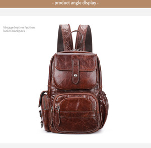 Borse in pelle Vintage di lusso all'ingrosso per le donne chiusura con cerniera a spalla zaini per la scuola e gli studenti per uso esterno - Product Image 5