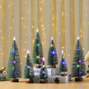 Artificial Luminous Mini Plastic String Light Pine Tree Christmas Tree and Decorations with Bases <b>Tabletop</b> Decor - Product Image 2
