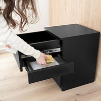 Table de chevet moderne et intelligente multifonctionnelle en bois avec compartiments de rangement dissimulés dédiés pour la chambre à coucher