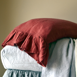 100% biancheria d'epoca biancheria da letto sham Busta Copertura del Cuscino <span class=keywords><strong>di</strong></span> <span class=keywords><strong>lino</strong></span> puro <span class=keywords><strong>federe</strong></span> con volant - Product Image 1