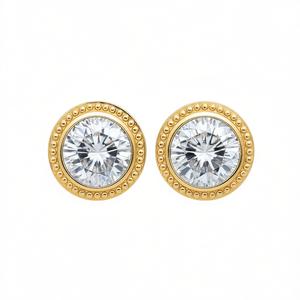 Orecchini a Perno E4167 in Oro con Zirconi Rotondi, Gioielli Classici da Donna alla Moda - Product Image 1