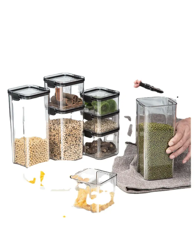 Kitchen Storage Organizer Rotating Dry Food Rice Dispenser Grain Buckets Rice Plastic Container Storage With Lid