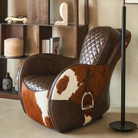 Fauteuil individuel vintage, style salon de cigares français, design moderne, revêtement en PU, mousse haute élasticité, pour salon de luxe
