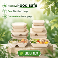 Ochtendglorie-patroon bedrukte, composteerbare papieren salade bento box, lichte maaltijd lunchbox, pulp voedselcontainer, sushi afhaalkartonnen doos