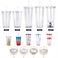 Excellent Cadeau – Gobelets à Thé à Bulles Réutilisables Personnalisables avec Logo, 16oz et 24oz, Couvercle à Trou, en Acrylique Transparent Double Paroi Sans BPA, avec Paille