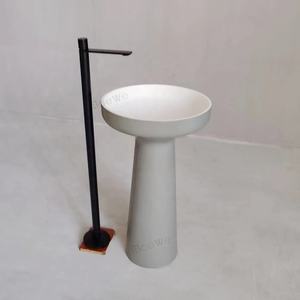 Colonne sur pied en composite pour salle de bain, lavabo à surface solide autoportante en pierre de résine coulée pour le lavage des mains - Product Image 3