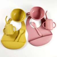 Bol alimentaire pour tout-petits en silicone de qualité alimentaire avec ventouse puissante, ensemble de vaisselle antidérapante pour enfants, tasse à bec incassable