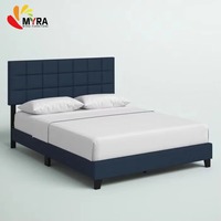 Lit double moderne rembourré, meubles en bois sur mesure, ensemble de meubles de chambre à coucher en tissu