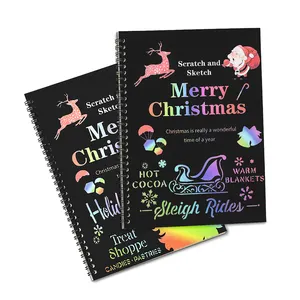 क्रिसमस के लिए खरोंच कला सेट इंद्रधनुष जादू खरोंच कागज बच्चों काले खरोंच बंद कला शिल्प के लिए नोट्स बच्चों