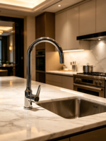 Vente directe usine – Robinets de cuisine et de salle de bain modernes, finition chromée, en acier inoxydable, à poser sur comptoir, avec cartouche céramique, 1 poignée