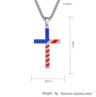 Collier pendentif en acier inoxydable 316L PVD avec croix religieuse catholique chrétienne, drapeau américain étoilé, bijoux de mode pour hommes