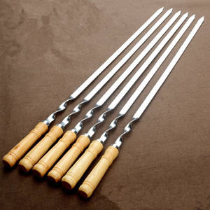 Kabob-<span class=keywords><strong>pinchos</strong></span> <span class=keywords><strong>de</strong></span> acero inoxidable para barbacoa, juego <span class=keywords><strong>de</strong></span> brochetas para carne, camarón, <span class=keywords><strong>pollo</strong></span> y <span class=keywords><strong>verduras</strong></span> <span class=keywords><strong>con</strong></span> mango <span class=keywords><strong>de</strong></span> madera - Product Image 5