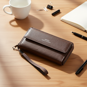 Portefeuille Long Bifold Homme d'Affaires en Cuir PU OEM191, Multi-Fentes avec Fermeture Éclair, Pince à Billets et <span class=keywords><strong>Porte</strong></span>-Cartes d'Identité/Bancaire/Crédit - Product Image 2