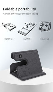 Soporte plegable para reloj inteligente 2024, cargador inalámbrico, potencia de salida de 10W, nuevo producto multifuncional, cuero PU completo para <span class=keywords><strong>Airpods</strong></span> - Product Image 3