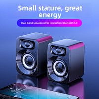 Haut-parleur d'ordinateur de bureau filaire compact avec subwoofer, basses puissantes, crossover bidirectionnel 5-10W, couleur unie, pour jeux