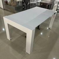 Table de salle à manger console rectangulaire moderne en bois blanc laqué, pliable et extensible, 6-8 places, pour appartement, fête, hôtel, salon