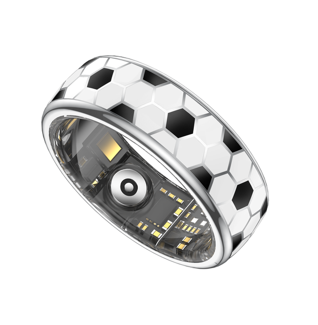 Soccer-Themed Smart Ring Health Monitor with Heart Rate & Sleep Tracking IP68 Waterproof for IOS & Android