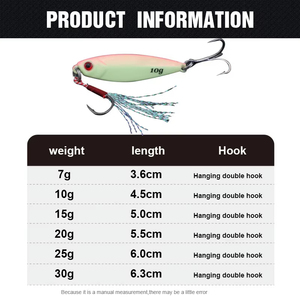 Nouveau 7g 10g 15g 20g 25g 30g 40g Glow Luminous Shore Fast Fall Jigging Fishing Metal Lure Jigs Cast Jigging Bait - Product Image 2