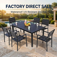 Ensemble table et chaises en métal contemporain, durable, imperméable, pour extérieur, avec plateau carré, vente en gros d'usine, fabricant et fournisseur sur mesure