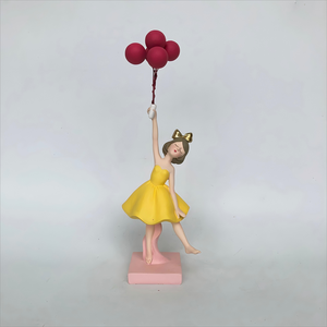 Statua di Ragazza con Palloncini Volanti, Scultura Moderna in Resina Dipinta a Mano, Forniture Artistiche per Decorazioni Domestiche, Statuette Artigianali, Ornamenti - Product Image 1