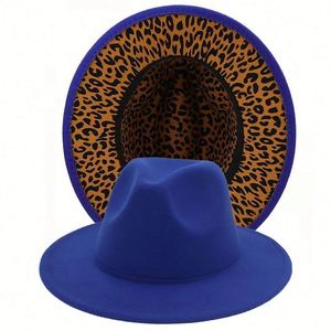 Sombreros Fedora con Estampado de Leopardo en Dos Tonos, Sombrero de Fieltro Estilo Jazz, Casual, de Invierno, con Ala Ancha, Venta al Por Mayor - Product Image 2