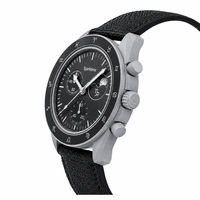 Montre Sport Chronographe à Quartz en Céramique, Phase de Lune, Écologique, Légère, 42mm, Étanche 3ATM, Bracelet Caoutchouc 22mm, Design Zodiaque