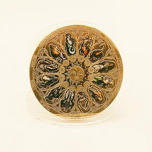 Pièces commémoratives du zodiaque en gros du fabricant, pièces Patronus de la Dame Chance à impression couleur, plaqué or - Product Image 2