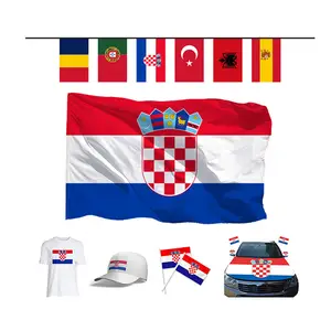 Fußballfans Produkte Anwendungen Auto Handflagge Schal T-Shirts Mütze Kroatien Flagge Outdoor für 2024 Fußball-Events