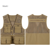 Hommes Gilet Publicité Extérieure Photographie Gilet De Pêche Multi Poche Journaliste Gilet De Sécurité Vêtements De Travail